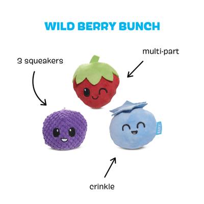 Show full view: BARK Wild Berry Bunch 3-in-1 Plush Dog Toy slide 2 of 8