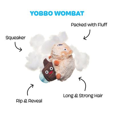 Show full view: BARK Yobbo Wombat Rip & Reveal Squeaky Plush Dog Toy, Small slide 3 of 9