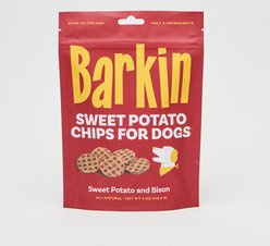 Barkin Limited-Ingredient Sweet Potato Chips with Bison Jerky Dog Treats, 4-oz pouch