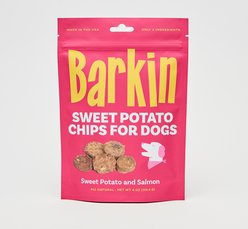Barkin Limited-Ingredient Sweet Potato Chips with Salmon Jerky-Style Dog Treats, 4-oz pouch