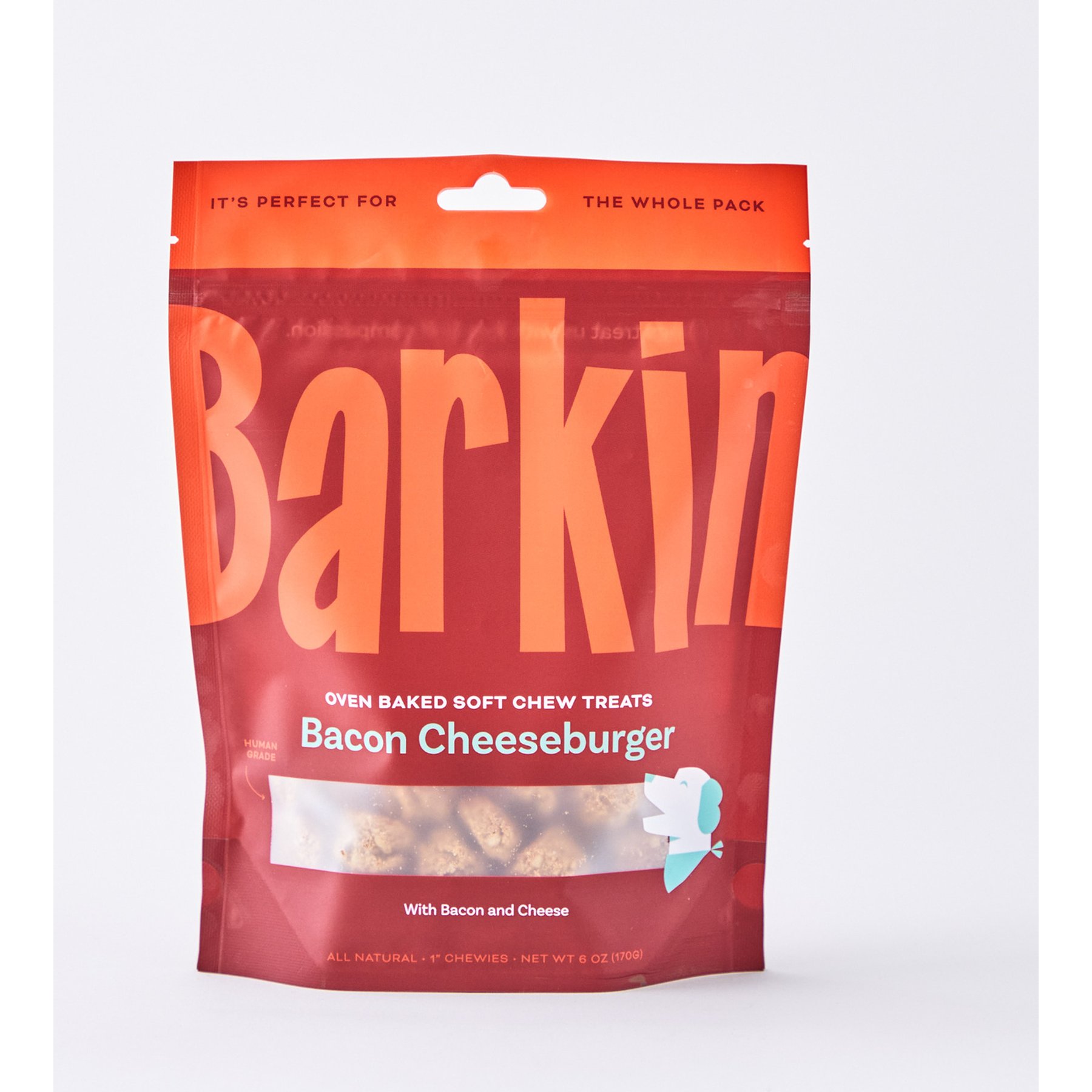 Barkin Natural Bacon Cheeseburger Soft & Chewy Dog Treats, 6-oz pouch