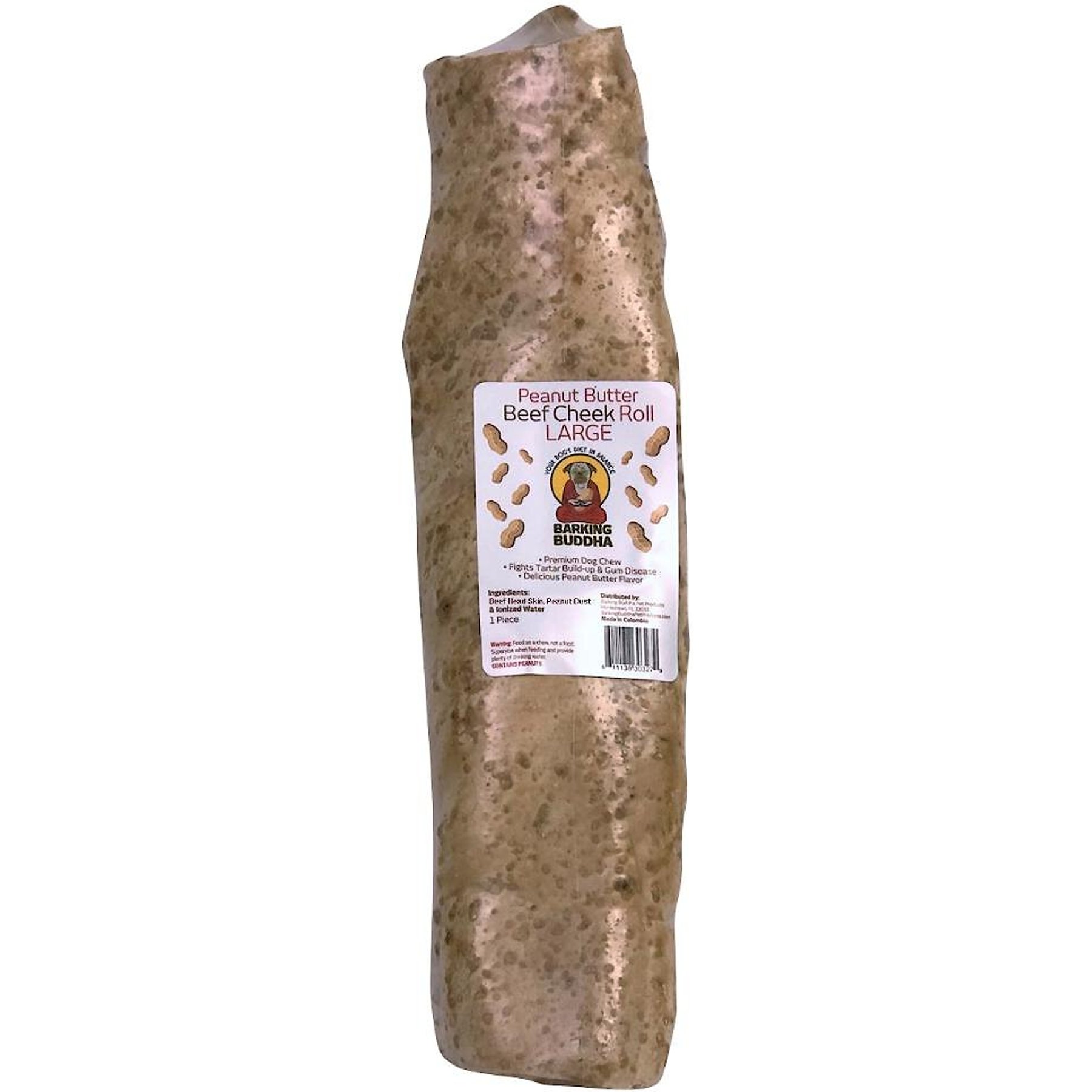 Barking Buddha Peanut Butter Beef Cheek Roll Dog Treats, 10-12-in