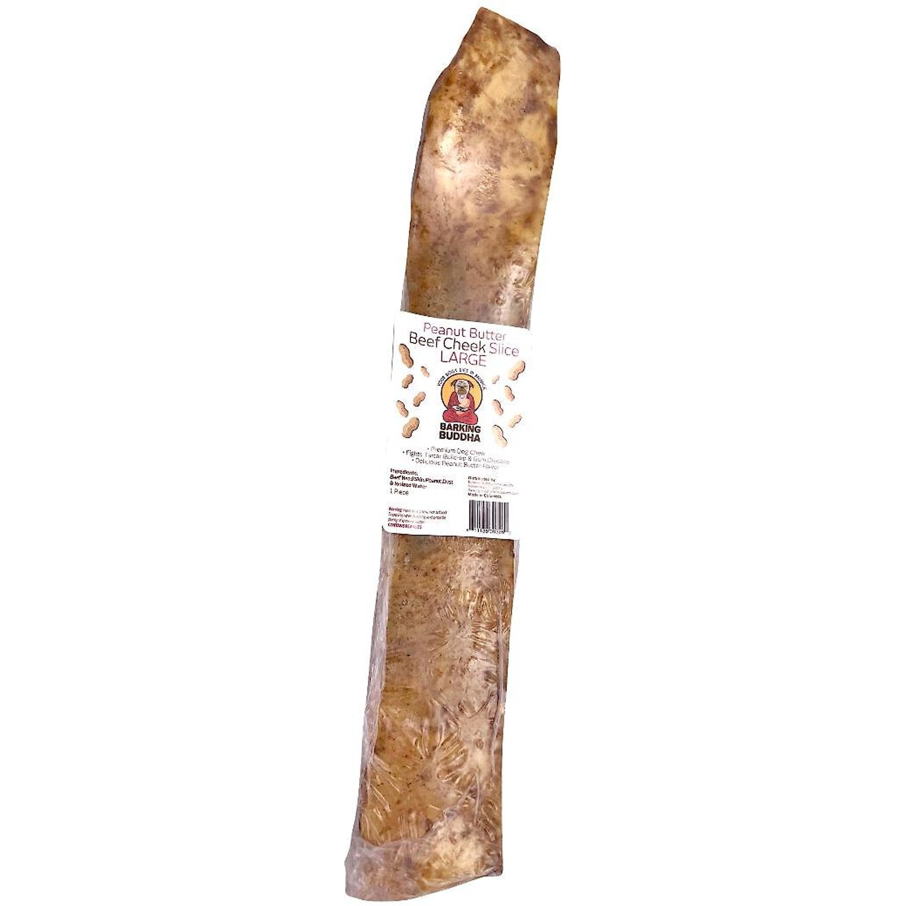 Barking Buddha Peanut Butter Beef Cheek Slice Dog Treats, 10-12-in