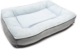 BarksBar Comfy Classic Orthopedic Bolster Dog & Cat Bed with Removable Cover, Blue/Gray, Medium