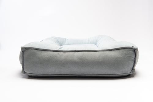 Show full view: BarksBar Comfy Classic Orthopedic Bolster Dog & Cat Bed with Removable Cover, Blue/Gray, Medium slide 2 of 8