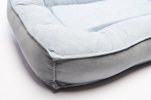 Show full view: BarksBar Comfy Classic Orthopedic Bolster Dog & Cat Bed with Removable Cover, Blue/Gray, Medium slide 6 of 8