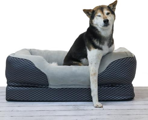 Show full view: BarksBar Snuggly Sleeper Orthopedic Bolster Dog Bed with Removable Cover, Gray, Medium slide 7 of 8