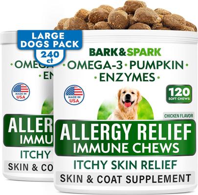 Show full view: Bark&Spark Allergy Relief Immune Dog Treats Supplement, 240 count slide 1 of 8