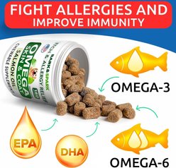 Bark&Spark Allergy Relief & Itch Relief with Omega 3 Skin & Coat with Salmon Oil Chew Supplement for Dogs, 180 count slide 2 of 7