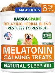 Bark&Spark Calming Melatonin Stress Anxiety Relief & Sleep Aid Chew Supplement for Dogs, 120 count