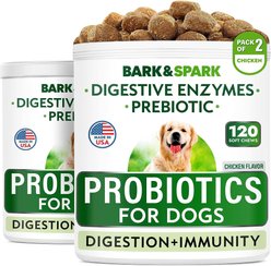 Bark&Spark Dog Probiotics for Dogs with Digestive Enzymes Prebiotics Fiber Chews, 240 count