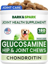 Bark&Spark Glucosamine Chondroitin Hip & Joint with Omega 3 & Fish Oil Supplement for Dogs, 180 count