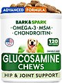 Bark&Spark Glucosamine Chondroitin Hip & Joint with Omegas 3 & Fish Oil Advanced Mobility Chew Supplement ...