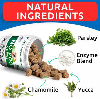 Show full view: Bark&Spark No Poo & Coprophagia Stool Eating Deterrent Probiotics & Enzymes Chew Supplement for Dogs, 180 count slide 4 of 9