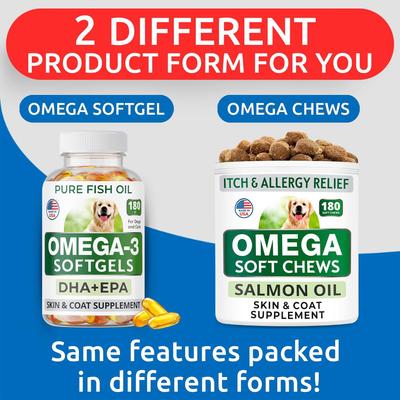 Show full view: Bark&Spark Omega 3 Fish Oil Pills & Skin & Coat Supports Joints Brain Heart & Overall Health Supplement for Dogs, 180 count slide 8 of 9