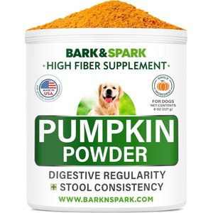 Bark&Spark Pumpkin Powdered Fiber & Stool Softener Diarrhea & Constipation Supplement for Dogs, 8.1-oz bag