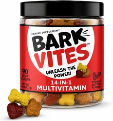 BarkVites 14-in-1 Multivitamin Peanut Butter Flavor Chew Supplement for Dogs, 90 count