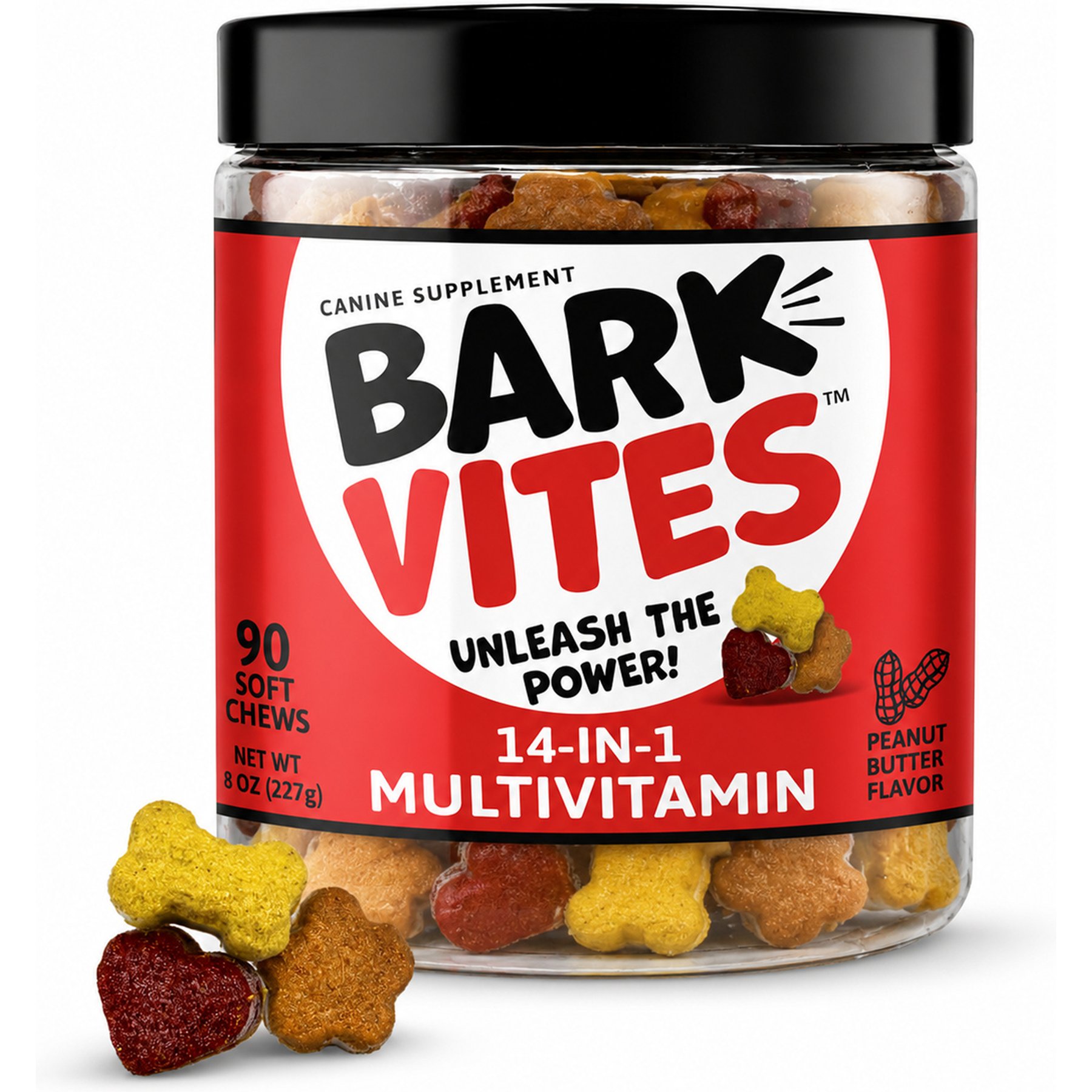 BarkVites 14-in-1 Multivitamin Peanut Butter Flavor Chew Supplement for Dogs, 90 count