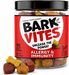 BarkVites Allergy & Immunity Peanut Butter Flavor Chew Supplement for Dogs, 90 count