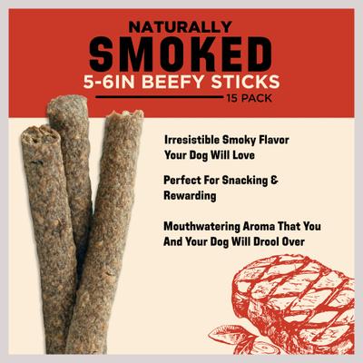 Show full view: Barkworthies 4-5-in Smoked Beefy Sticks Dog Treat, 15 count slide 4 of 10