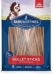Barkworthies 6" Gullet Stick Dog Treats, 12 count
