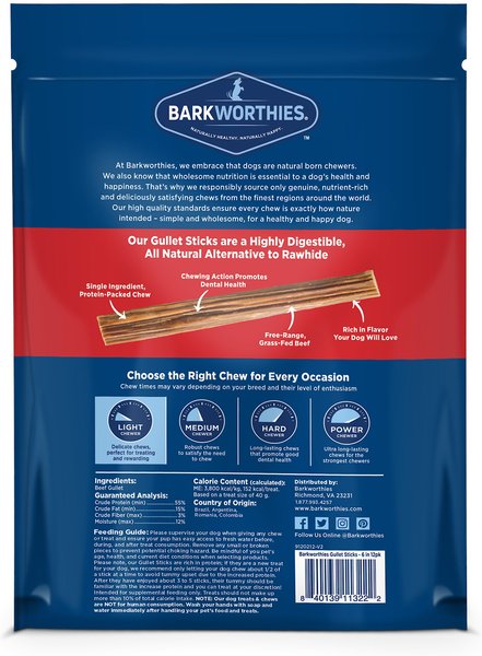 Barkworthies 6" Gullet Stick Dog Treats