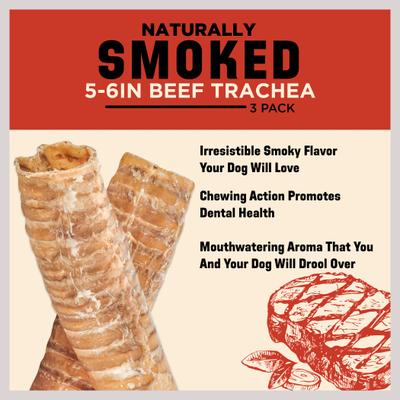 Show full view: Barkworthies 6-in Smoked Beef Trachea Dog Treat, 3 count slide 4 of 9