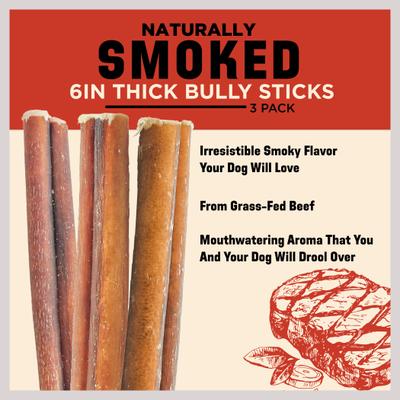 Show full view: Barkworthies 6-in Smoked Bully Sticks Standard Dog Treat, 3 count slide 4 of 9