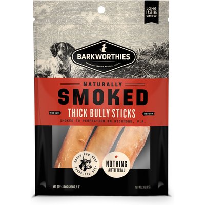 Barkworthies Barkworthies 6-in Smoked Bully Sticks Thick Dog Treat, 3 count