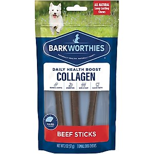 Barkworthies 95% Collagen Beef Sticks Dog Treats, 6-in, 3 count
