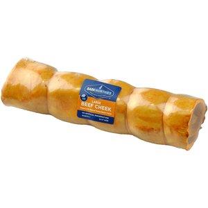 Barkworthies Beef Cheek Peanut Butter Dipped Dog Bone, Large