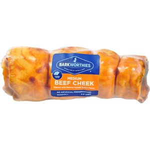 Barkworthies Beef Cheek Peanut Butter Dipped Dog Bone, Medium