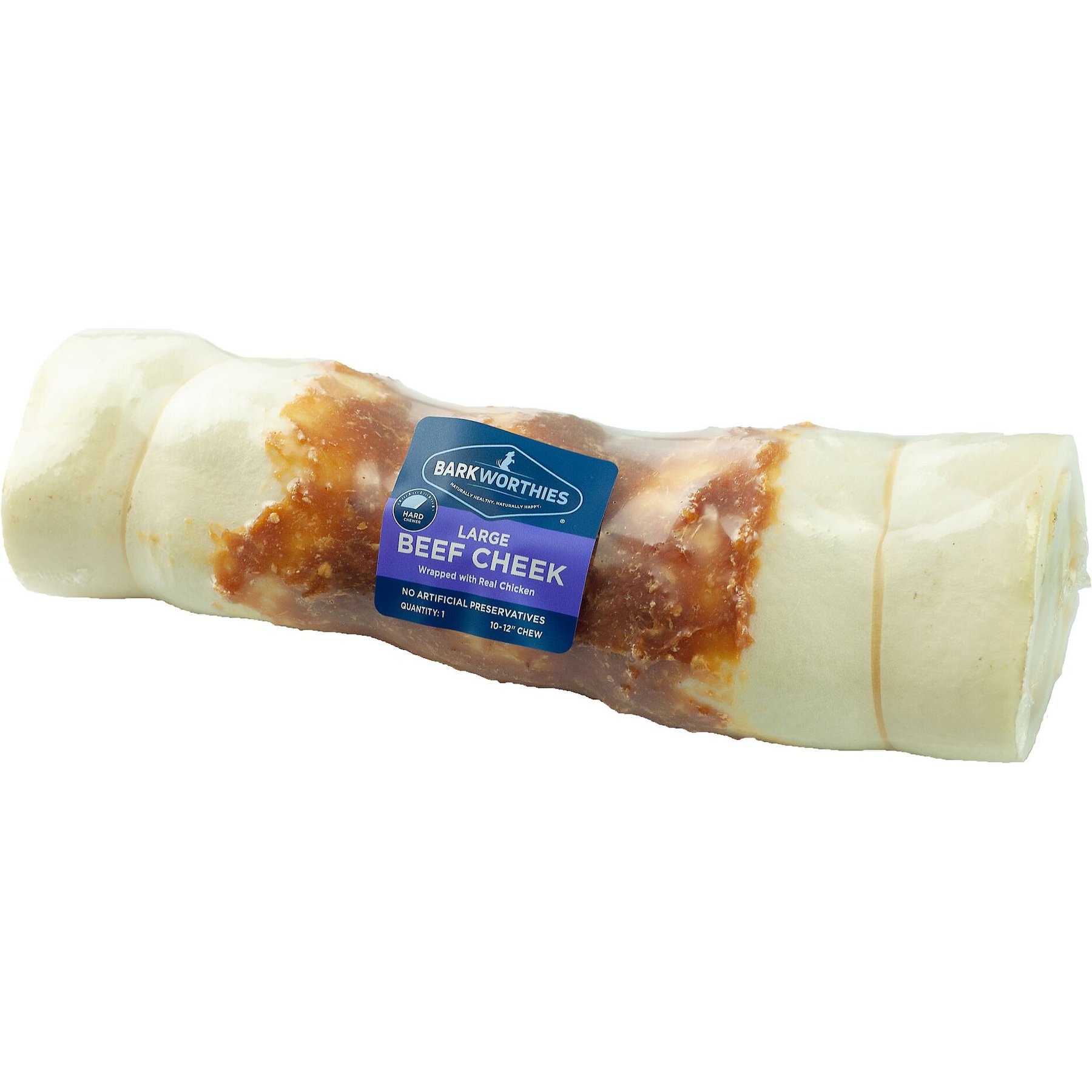 Barkworthies Beef Cheek Wrapped with Chicken Dog Bone, Large