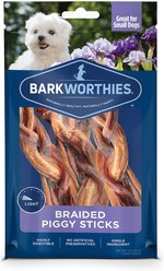 Barkworthies Braided Piggy Sticks Small Dog Grain-Free Dog Treats, 3 count