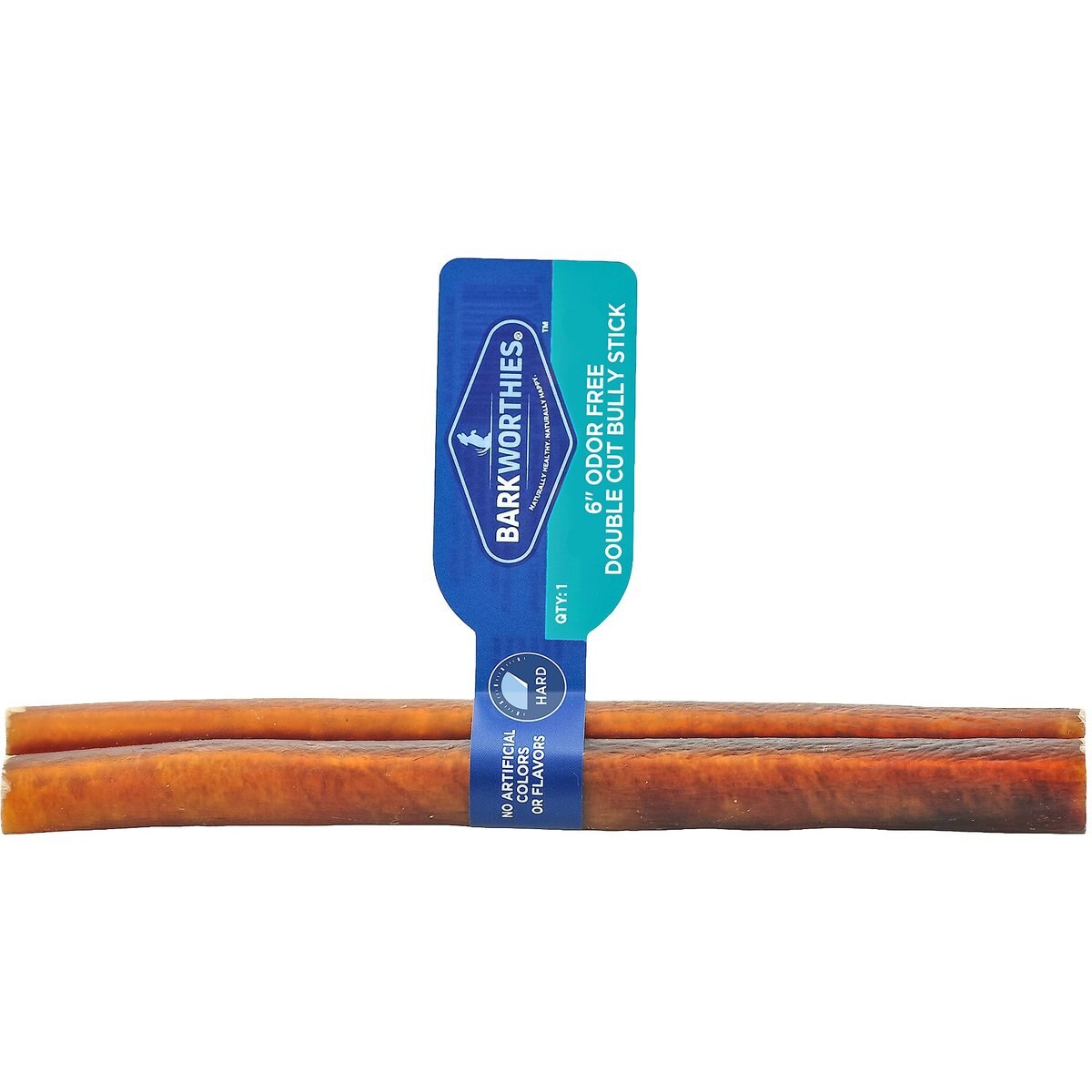 Barkworthies Odor-Free Double Cut 6" Bully Sticks Dog Treat, 2 count bundle