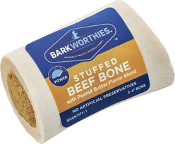 Barkworthies Shin Bone Stuffed with Beef & Peanut Butter Blend Dog Treat, 3 - 4 in, bundle of 2