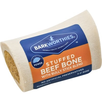 Barkworthies Barkworthies Shin Bone Stuffed with Bully Stick Blend Dog Treat, 3 - 4 in