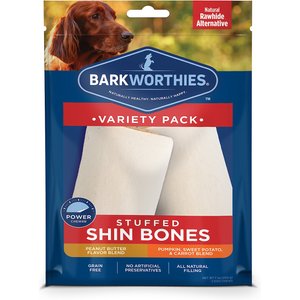Barkworthies Stuffed Shin Bones Variety Pack Grain-Free Dog Treats, 2 count
