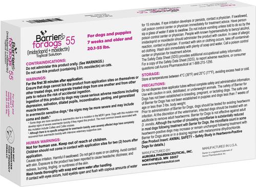 Show full view: Barrier Topical Solution for Dogs, 20.1-55 lbs, 6 Doses (6-mos. supply) slide 2 of 4