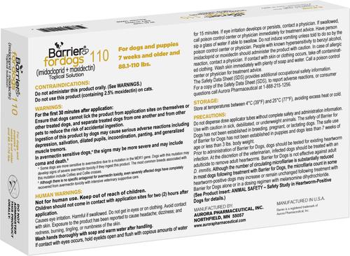 Show full view: Barrier Topical Solution for Dogs, 88.1-110 lbs, 6 Doses (6-mos. supply) slide 2 of 4