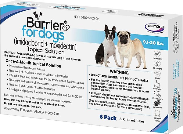 Barrier Topical Solution for Dogs, 9.1-20 lbs