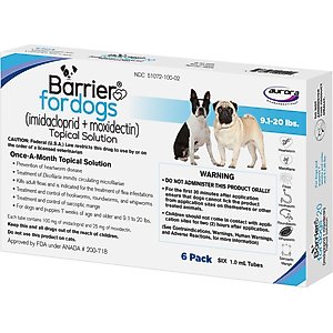 Barrier Topical Solution for Dogs, 9.1-20 lbs, 6 Doses (6-mos. supply)