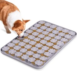 Bartuke Boredom Reducer Silicone Slow Feeder Dog Bowl with Snuffle Mat & Suction Cups, 2-cup, Grey