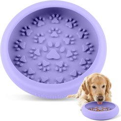 Bartuke BPA-Free Non-Slip Dishwasher Safe Silicone Slow Feeder Dog Bowl, 2-cup, Purple
