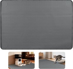 Bartuke Raised Edges Non-Slip Silione Cat Feeding Mat, X-Large: 57 X 40-in, Dark Grey