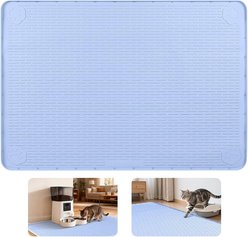 Bartuke Silicone Cat Food & Water Bowl Placemat with Raised Edges, Blue, X-Large: 40 x 28-in