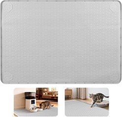 Bartuke Silicone Dog & Cat Food Bowl Placemat with Raised Edges, X-Large: 50 x 35-in, Light Grey