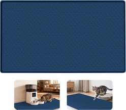 Bartuke Silicone Dog & Cat Food & Water Bowl Placemat with Raised Edges, X-Large: 51 x 25.6-in, Blue