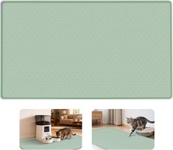 Bartuke Silicone Dog & Cat Food & Water Bowl Placemat with Raised Edges, X-Large: 51 x 25.6-in, Green