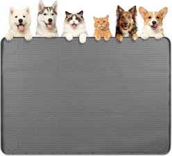 Bartuke Waterproof Non-Slip Silicone Dog & Cat Food Mat, Dark Grey, 57 x 40-in